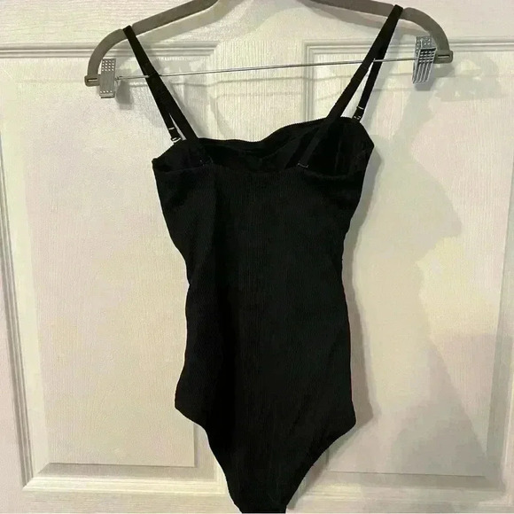Aerie Real Good One Piece Full Coverage Bathing suit Cut Out Ribbed Size XS - Picture 3 of 5